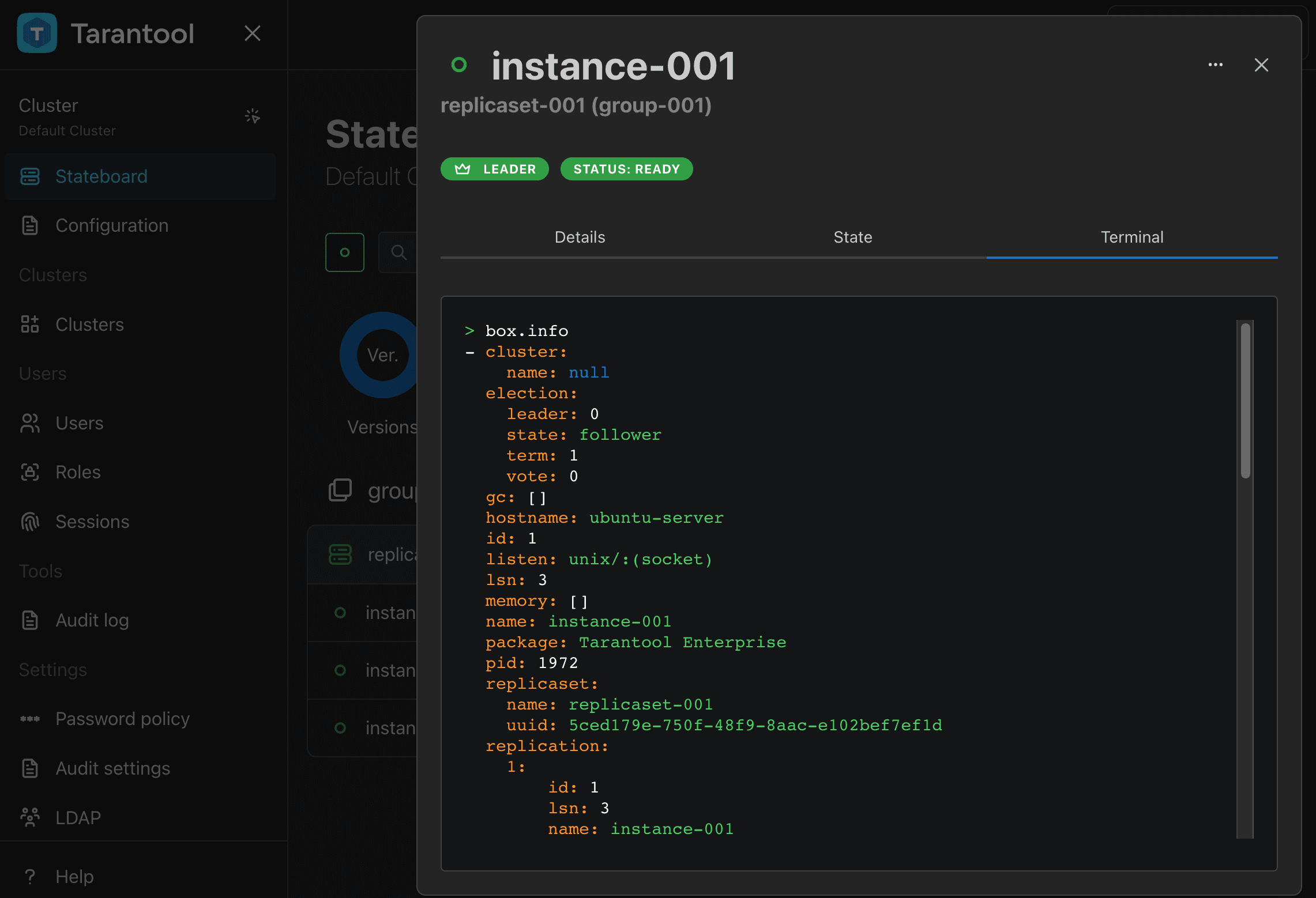 Instance terminal in TCM