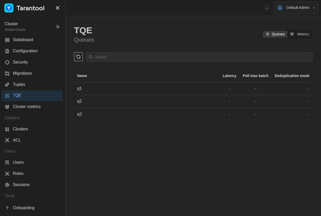 TCM TQE Queues page
